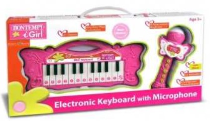 TASTIERA ROSA PER BAMBINI 22 TASTI E MICROFONO KARAOKE